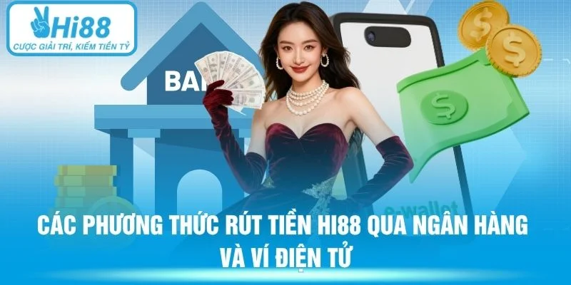 Các phương thức rút tiền Hi88 qua ngân hàng và ví điện tử