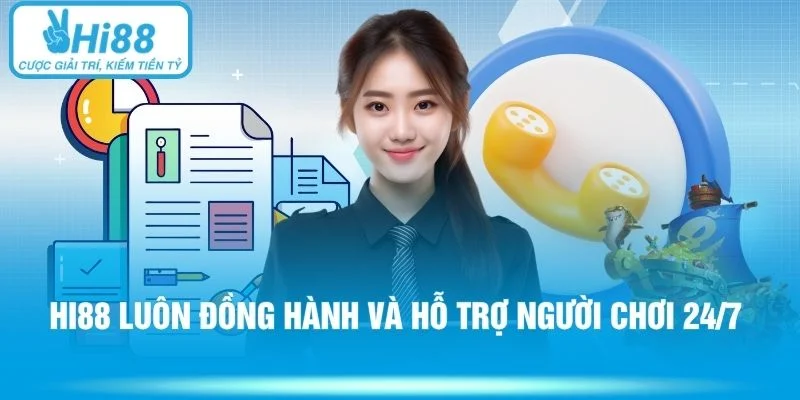 Hi88 luôn đồng hành và hỗ trợ người chơi 24/7